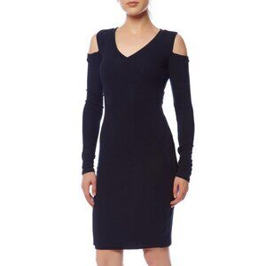 Bailey 44 Muriel Cold Shoulder  Stretch Jersey Sheath Dress Navy Size S